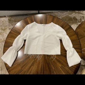 Rumia Vneck white top bell sleeve